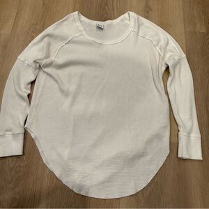 TNA Aritzia Womens Top Small Adler Thermal Waffle Knit T-Shirt Lounge White